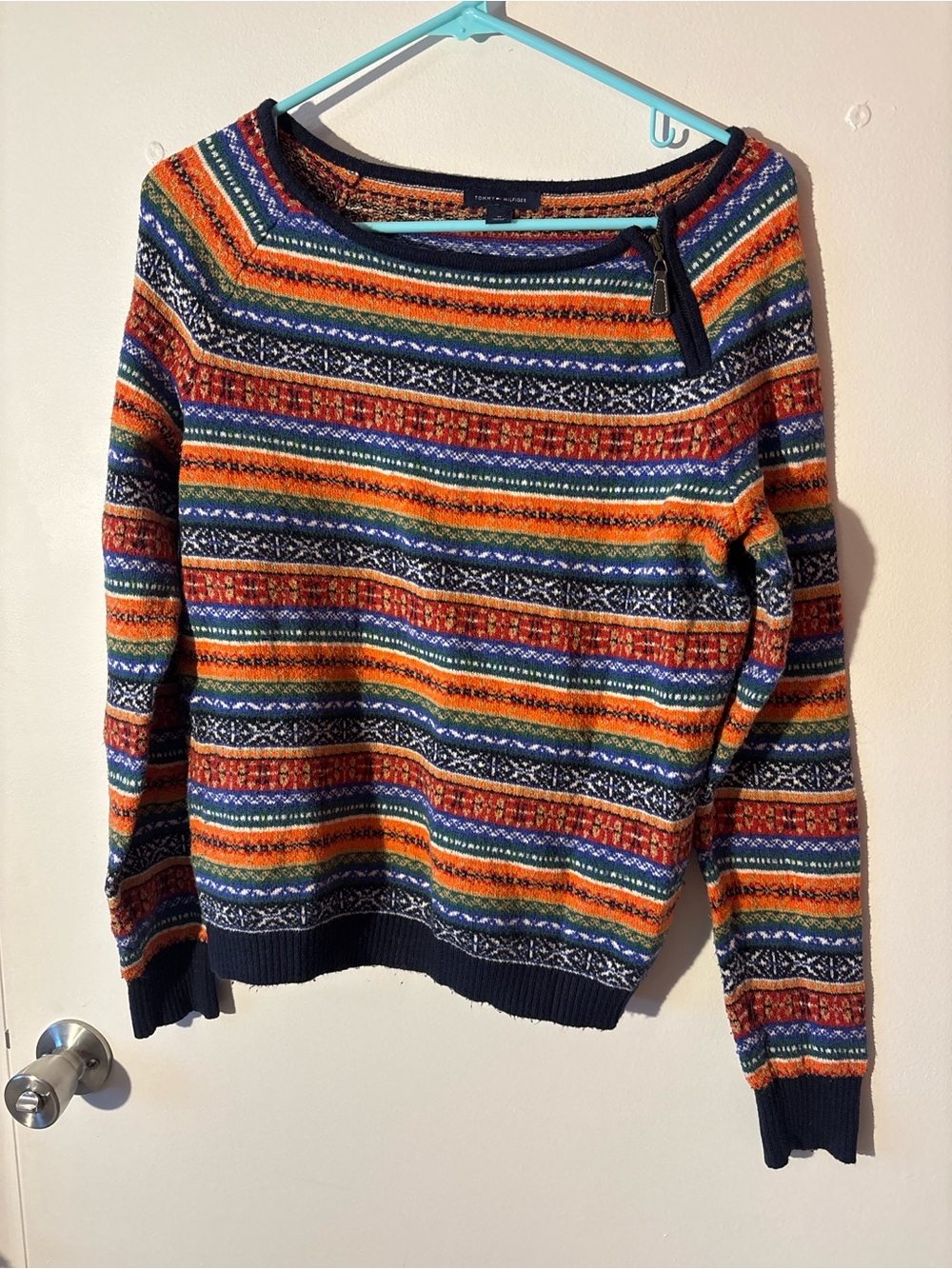 Tommy Hilfiger Multicolor Striped Fair Isle Sweater - Orange, Navy, Green